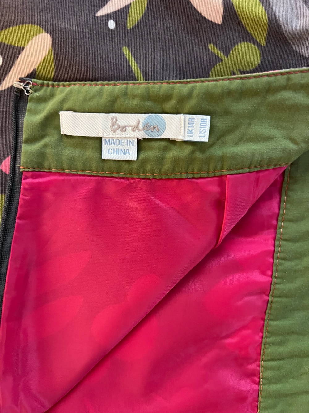 Boden Floral Mod A-Line Skirt — Charcoal, Pink, Red & Olive - Picture 2 of 3